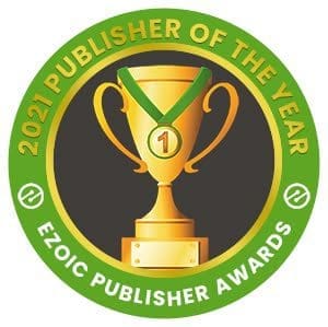Ezoic Publisher Awards 2021 badge awarded to Tony O'Neill of Simplify Gardening, recognising outstanding educational content for home growers worldwide